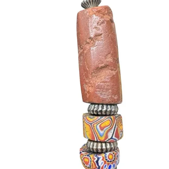 Vintage Ethnic Red Coral & Bakelite Cane Glass Trade Beads Beaded Necklace 27" - Picture 10 of 10